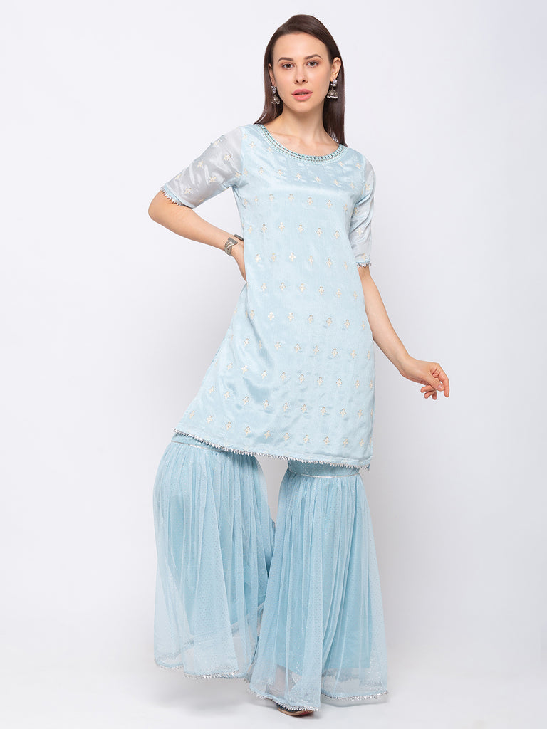 Poly Chiffon Sky Blue Women Skd