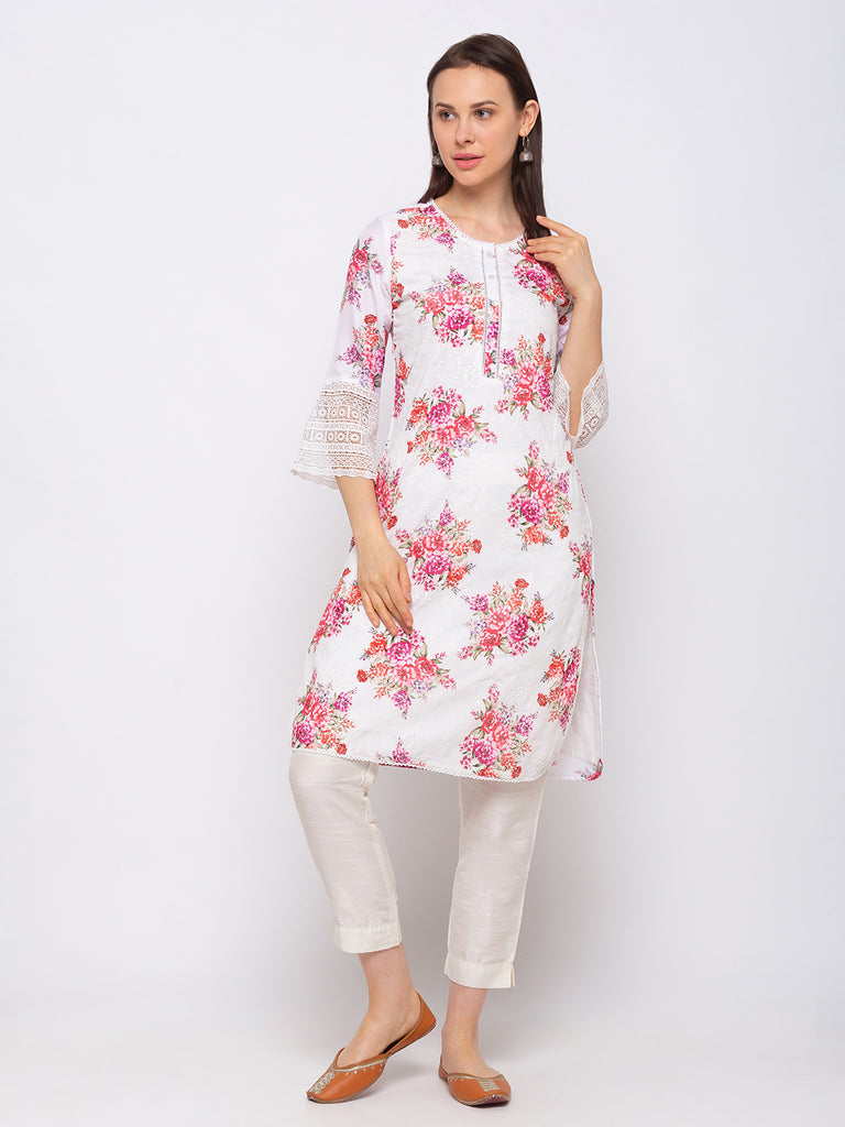 Cotton Women Off White Kurta