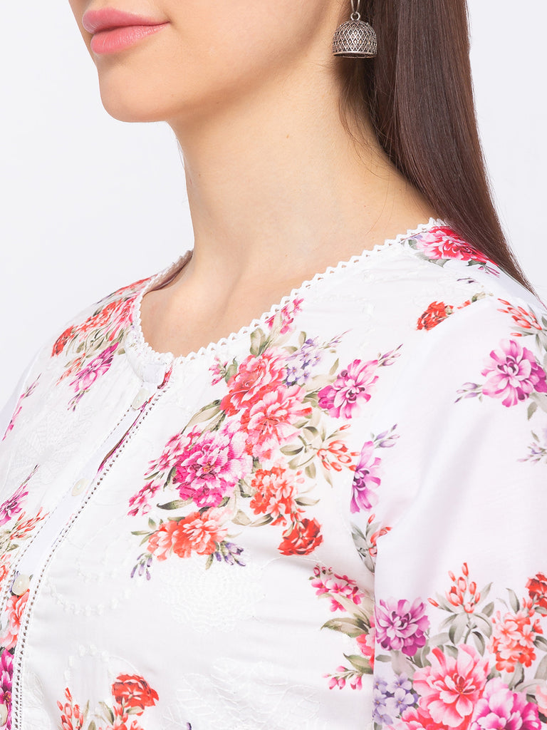 Cotton Women Off White Kurta