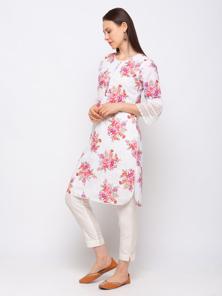 Cotton Women Off White Kurta
