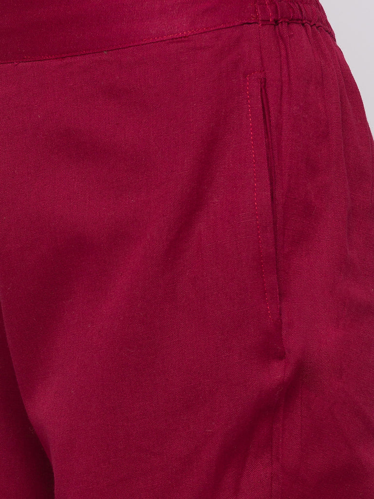 Cotton Women Maroon Pants