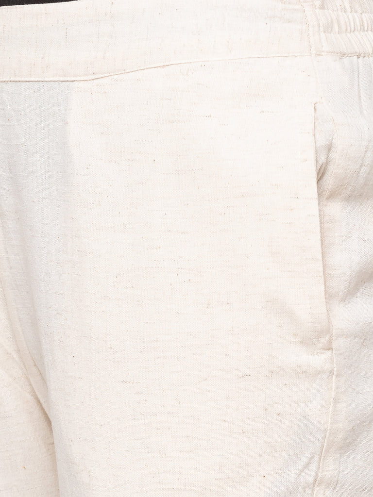 Cotton Women Off White Pants