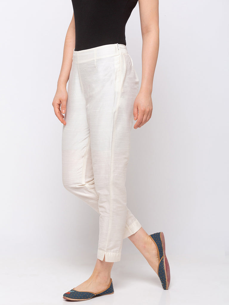 Women's Off White Silk  Pants