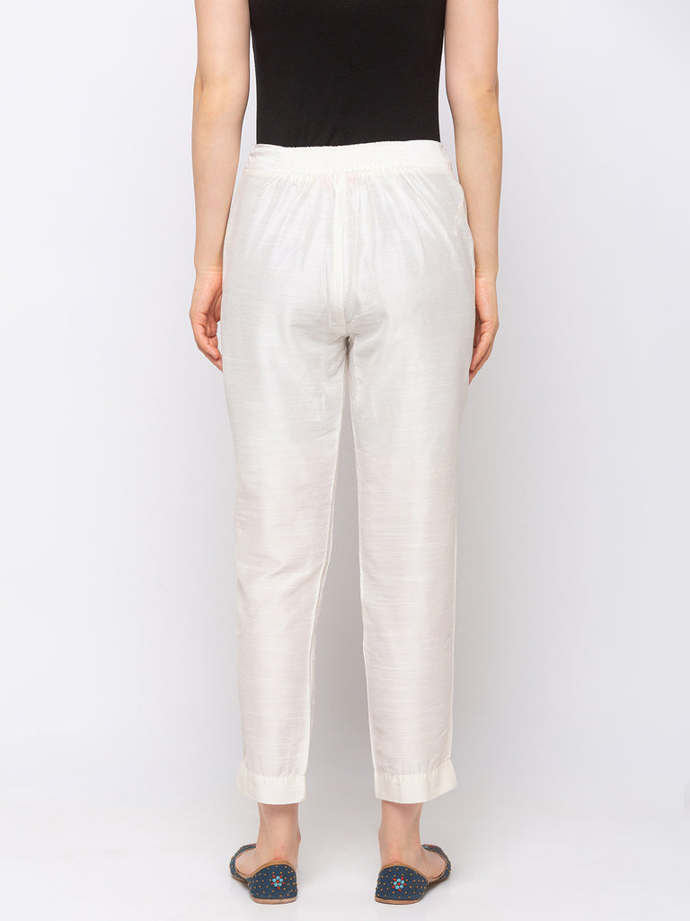 Women's Off White Silk  Pants