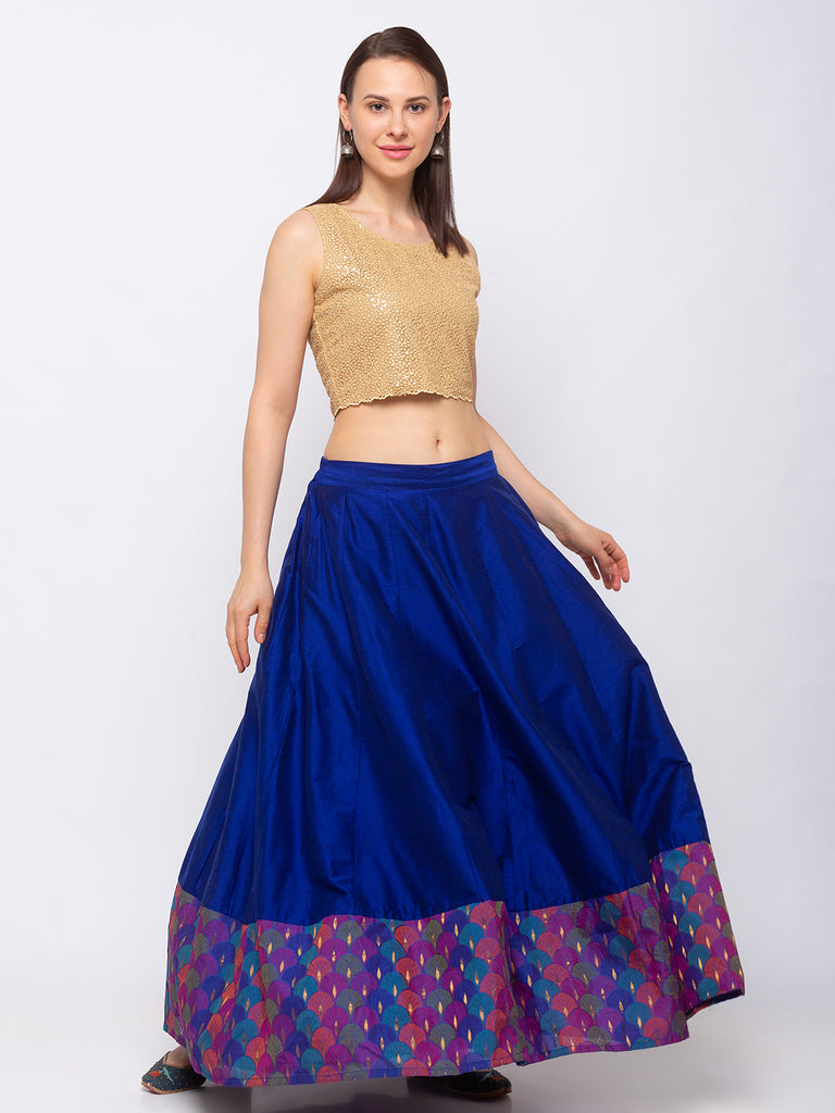 Powerloom Women Blue Skirt