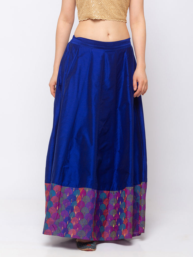 Powerloom Women Blue Skirt