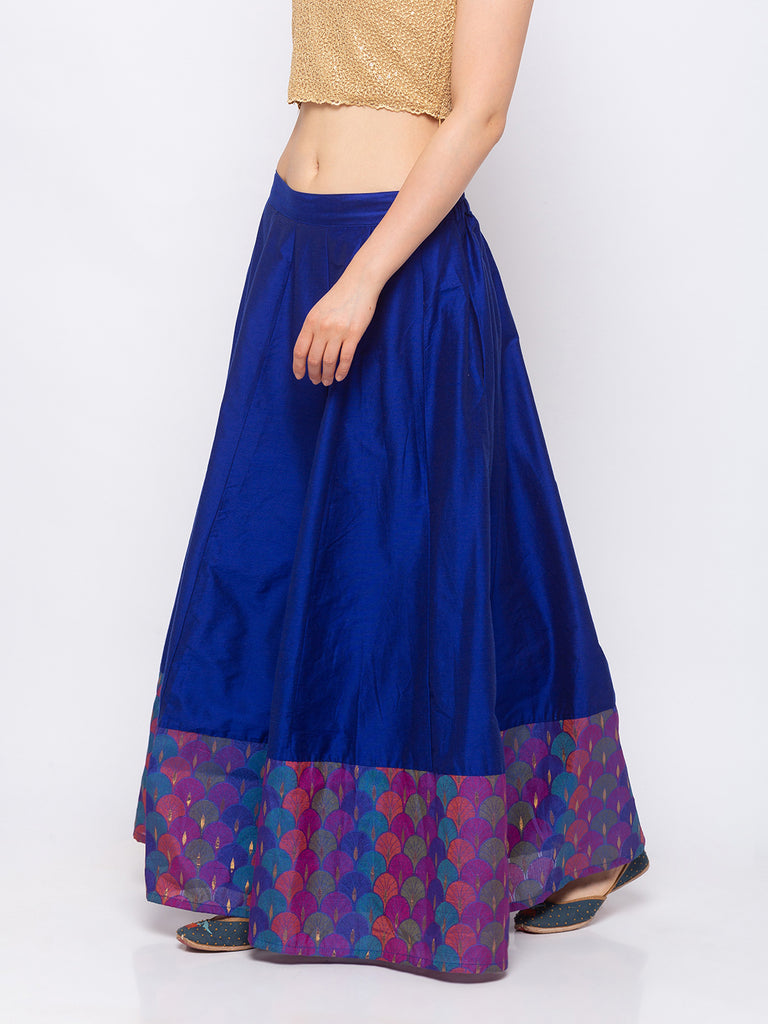 Powerloom Women Blue Skirt