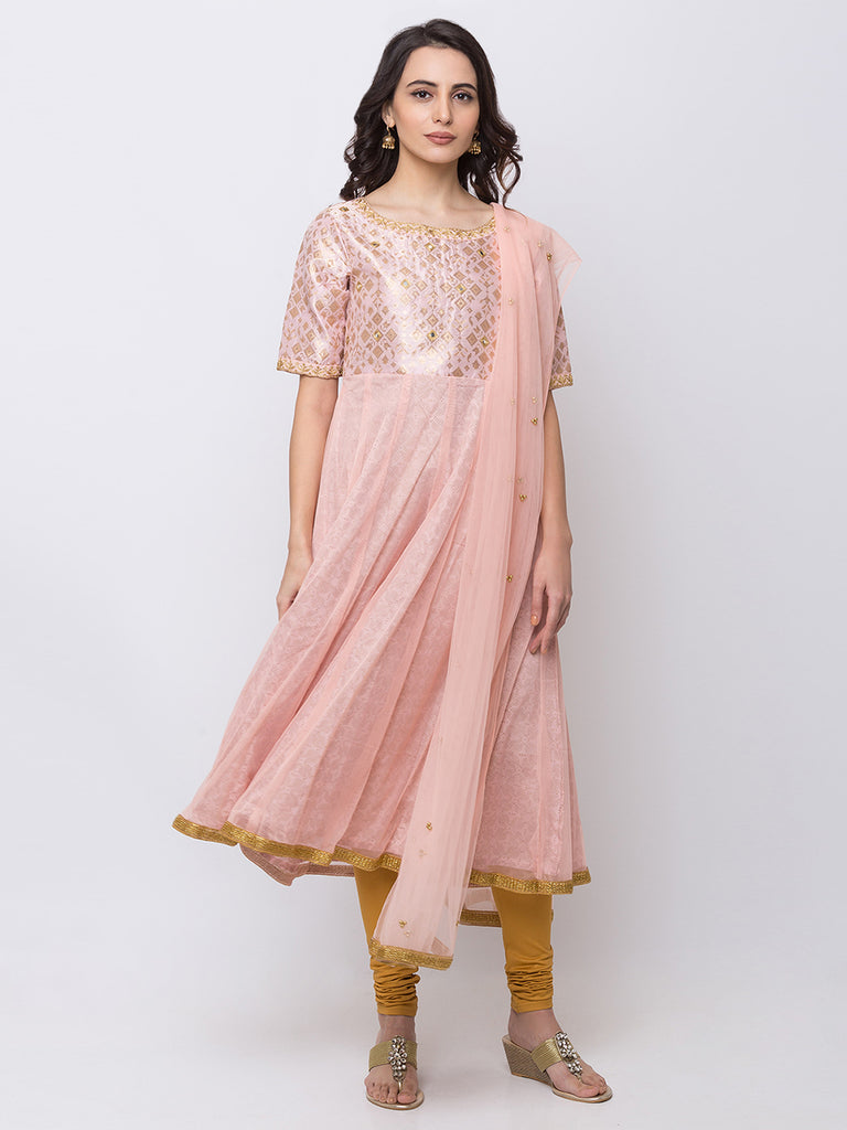 Women Kalidar Elbow Sleeve Onion Pink Skd
