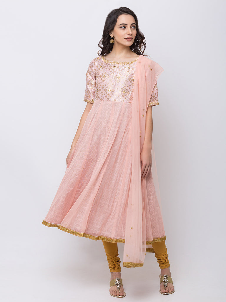 Women Kalidar Elbow Sleeve Onion Pink Skd