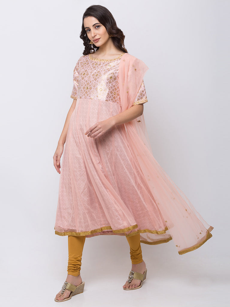 Women Kalidar Elbow Sleeve Onion Pink Skd