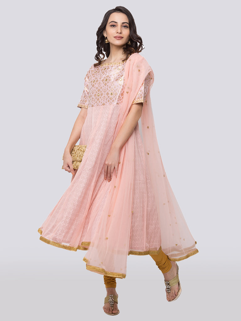Women Kalidar Elbow Sleeve Onion Pink Skd