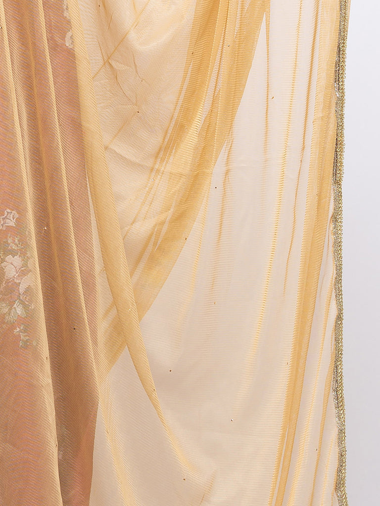 Women's Beige Net  Dupatta