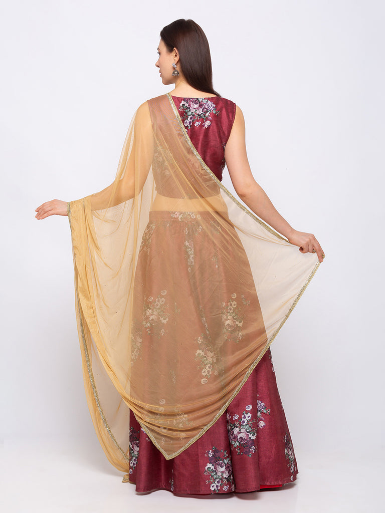 Women's Beige Net  Dupatta
