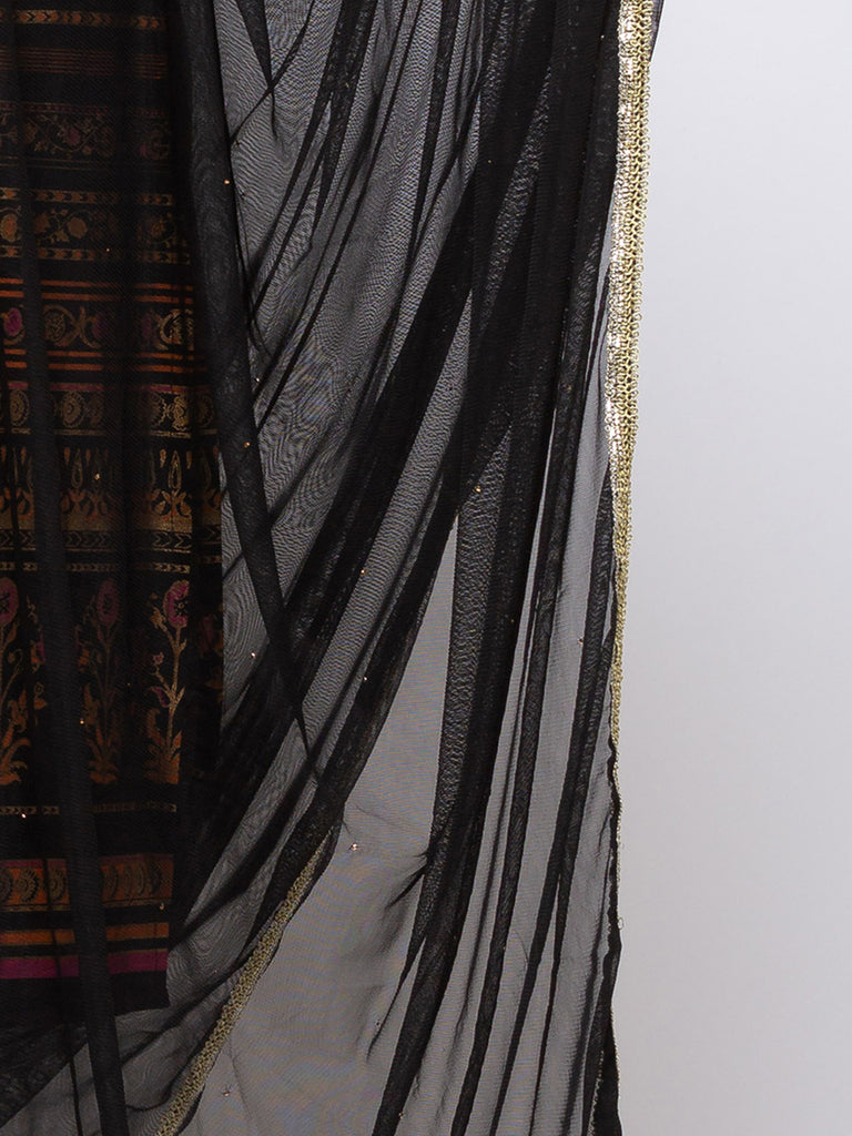 Women's Black Net  Dupatta