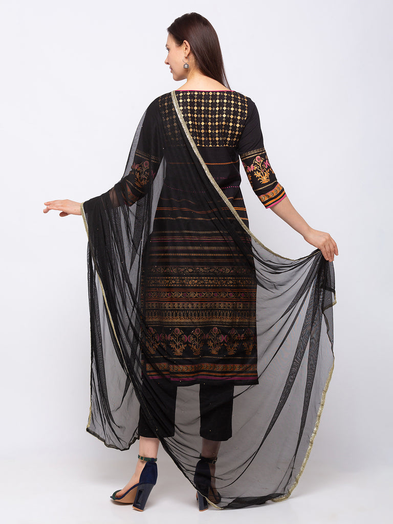 Women's Black Net  Dupatta