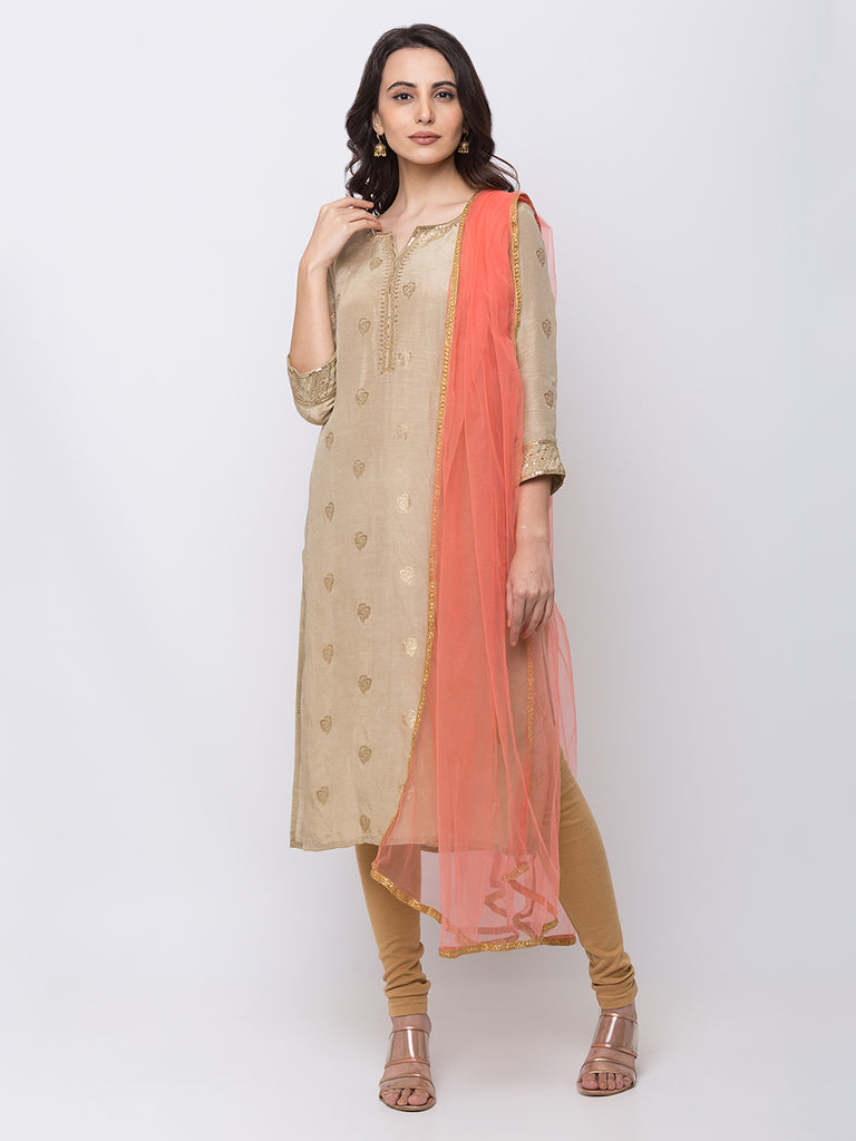 Women Straight Dust Pink Dupatta
