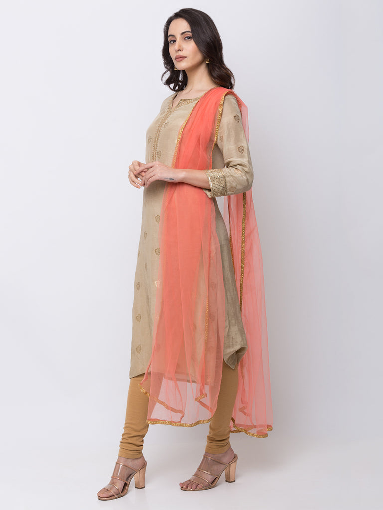 Women Straight Dust Pink Dupatta