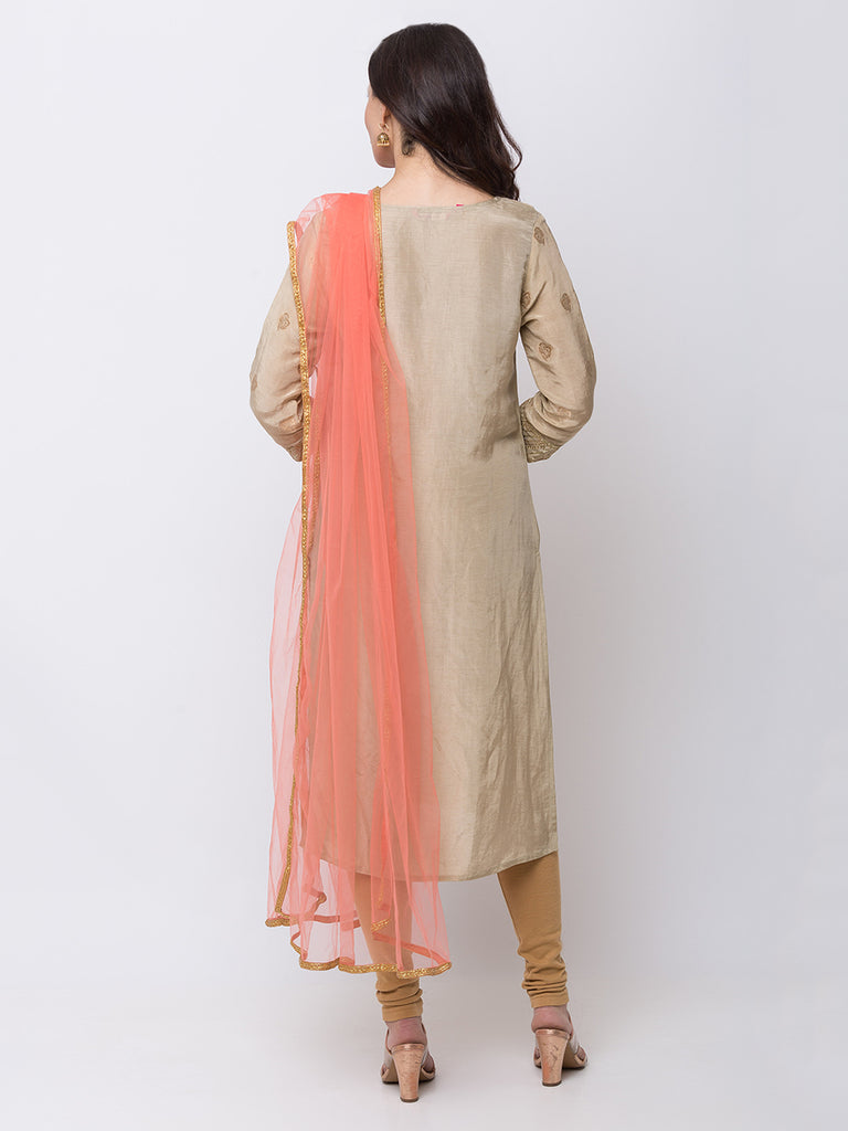 Women Straight Dust Pink Dupatta