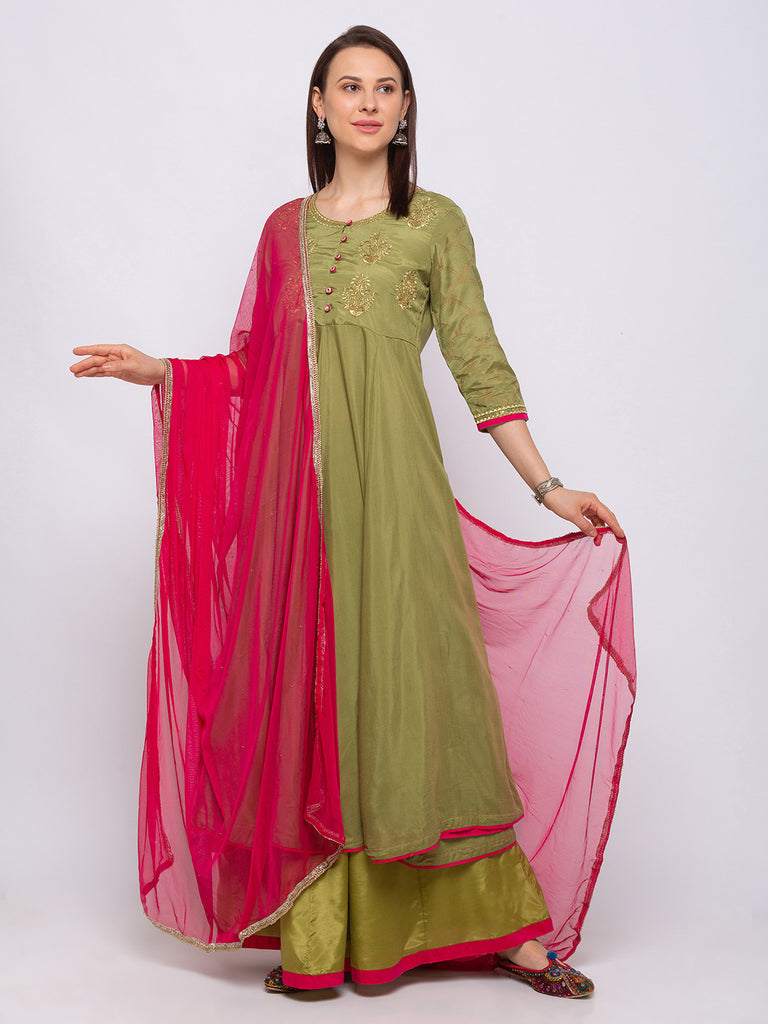 Net Women Fuchsia Dupatta