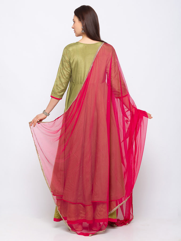 Net Women Fuchsia Dupatta