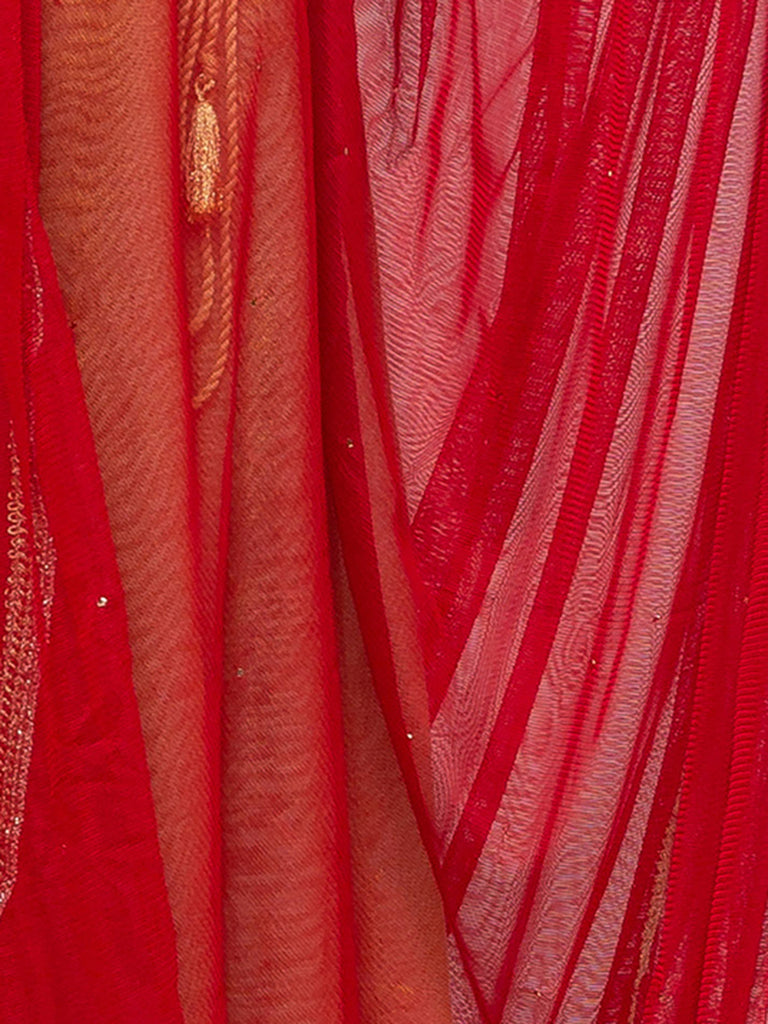 Women's Maroon Net  Dupatta