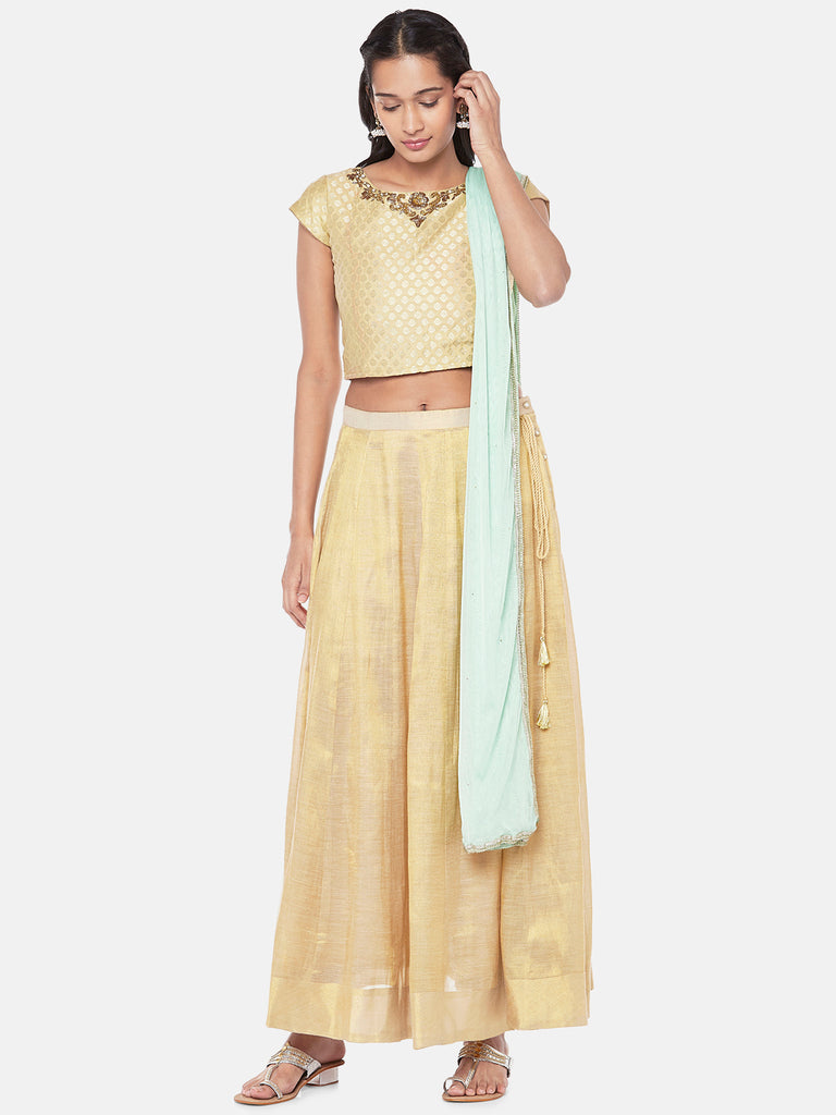 Net Straight Women Sap Green Dupatta