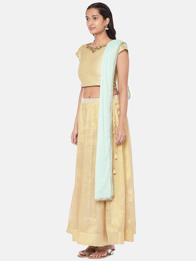 Net Straight Women Sap Green Dupatta