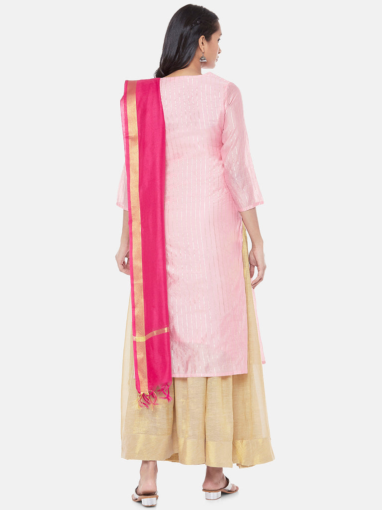 Chanderi Straight Women Fuchsia Dupatta