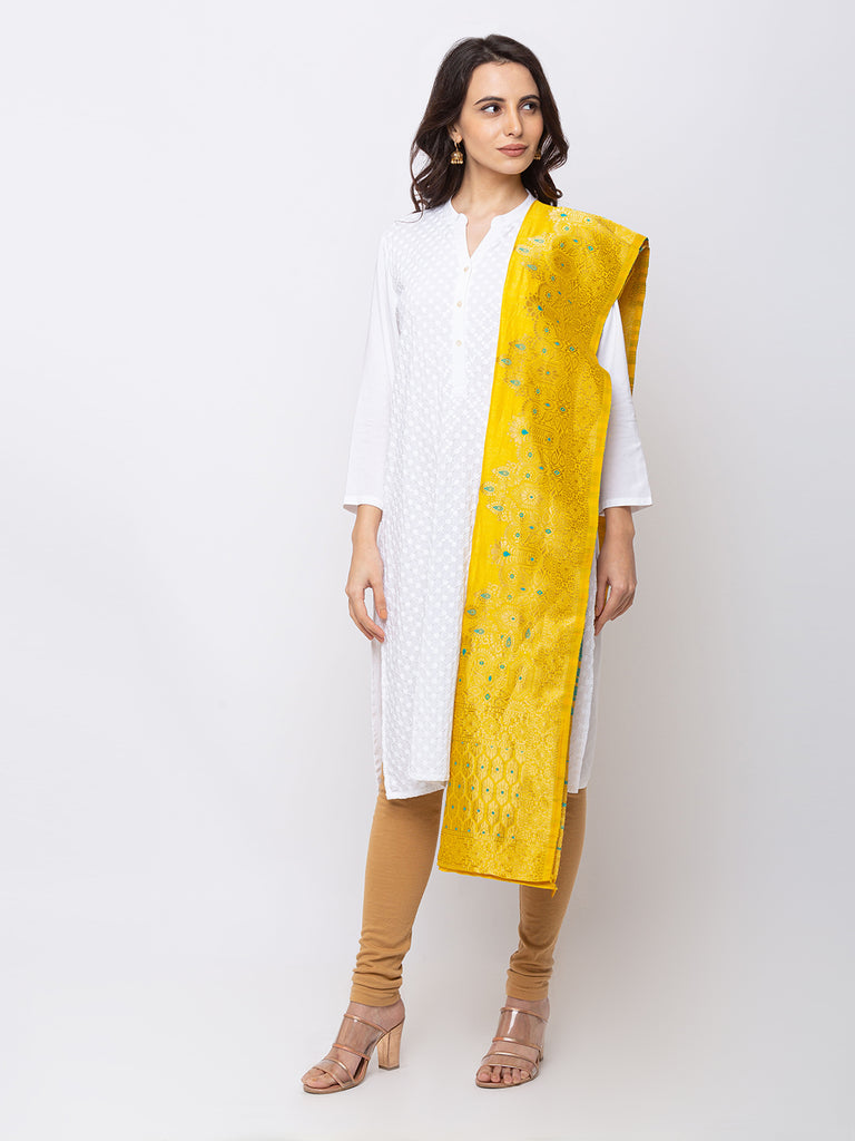 Women Straight Yellow Dupatta
