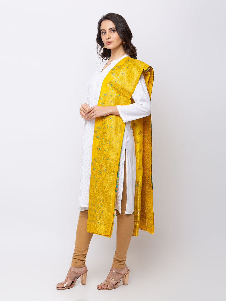 Women Straight Yellow Dupatta