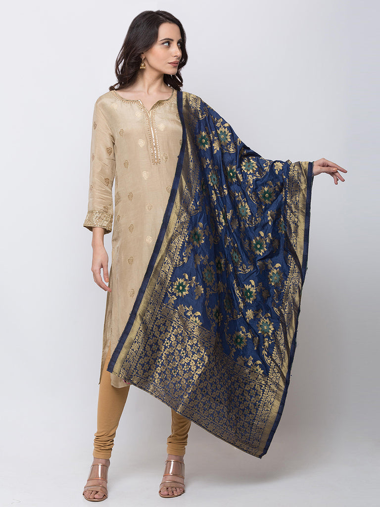 Women Straight Indigo Dupatta