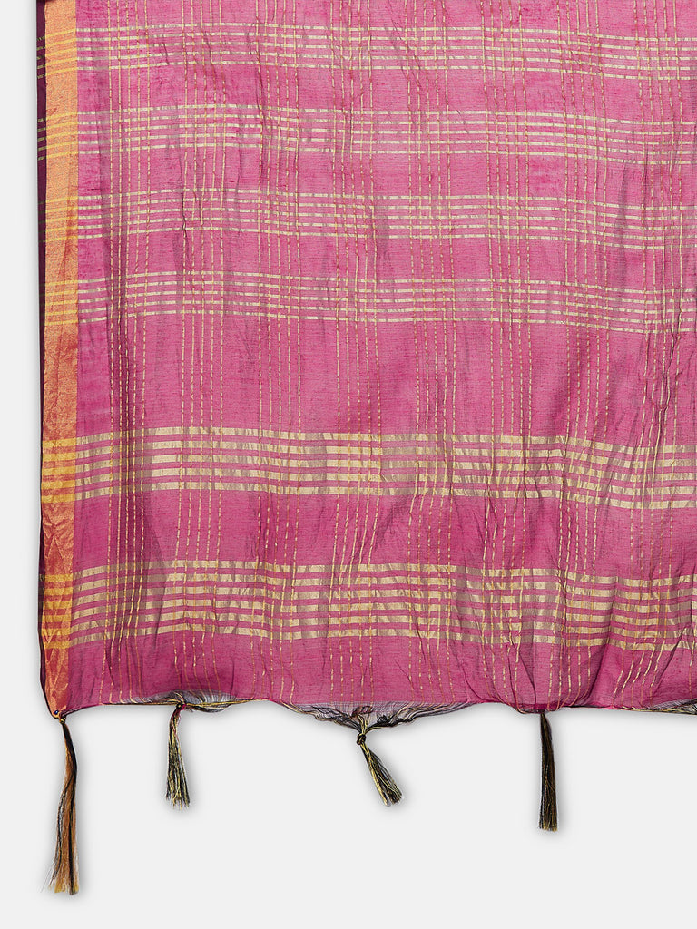 Silk Blend Straight Women Magenta Dupatta