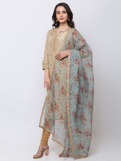 Women Straight Mint Green Dupatta