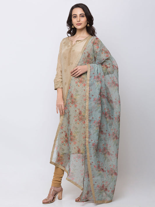 Women Straight Mint Green Dupatta