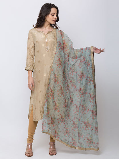 Women Straight Mint Green Dupatta