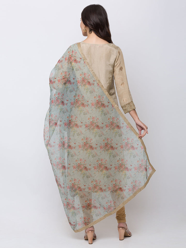 Women Straight Mint Green Dupatta
