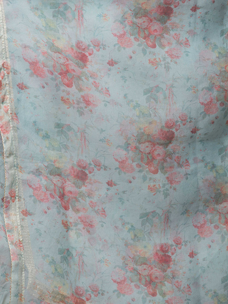 Women Straight Mint Green Dupatta