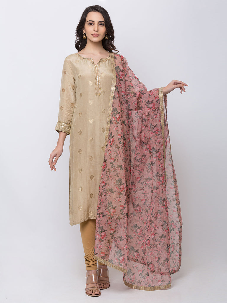 Women Straight Peach Dupatta