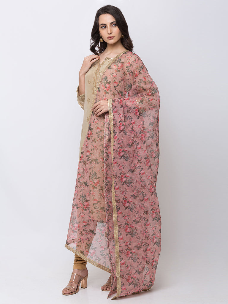Women Straight Peach Dupatta