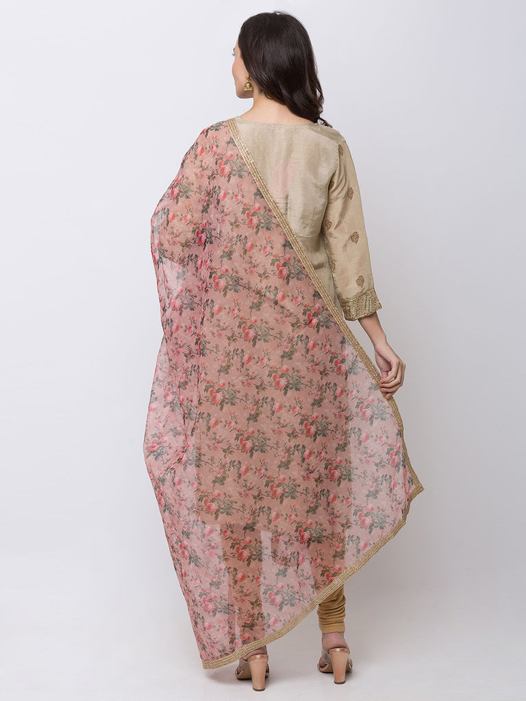 Women Straight Peach Dupatta