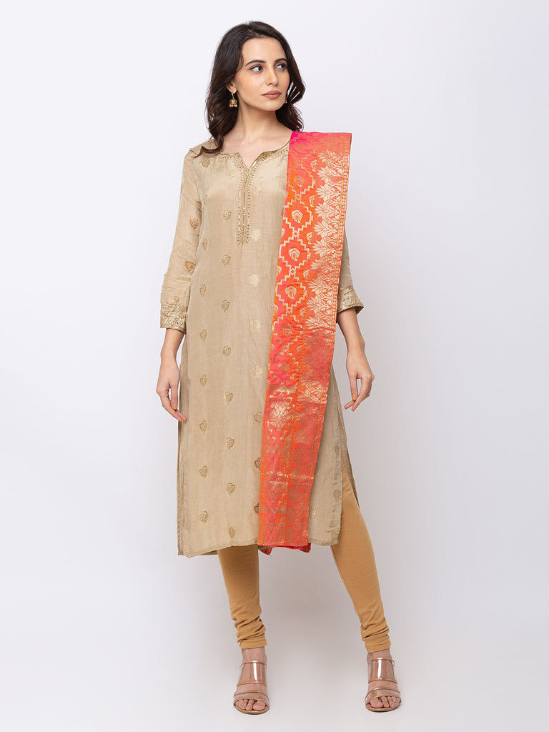 Women Straight Peach Dupatta