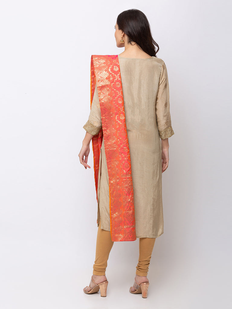 Women Straight Peach Dupatta