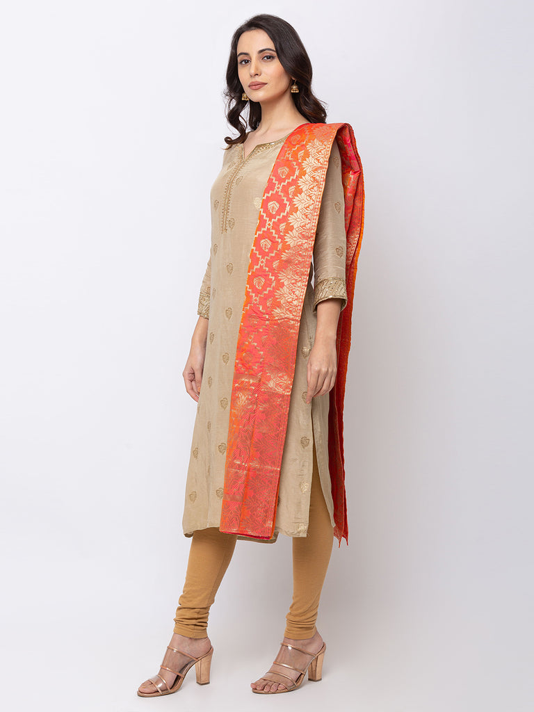 Women Straight Peach Dupatta