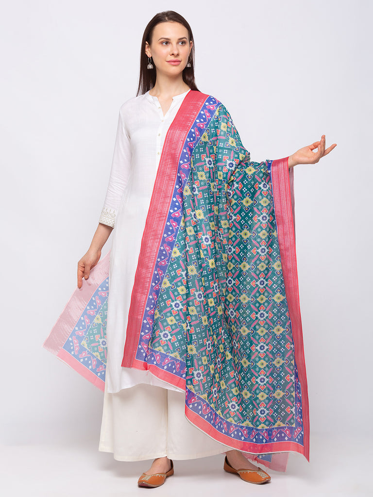 Women's Emerald Green Art Silk  Dupatta