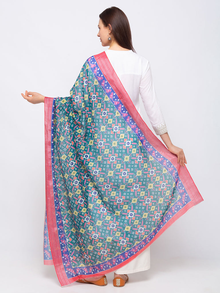 Women's Emerald Green Art Silk  Dupatta