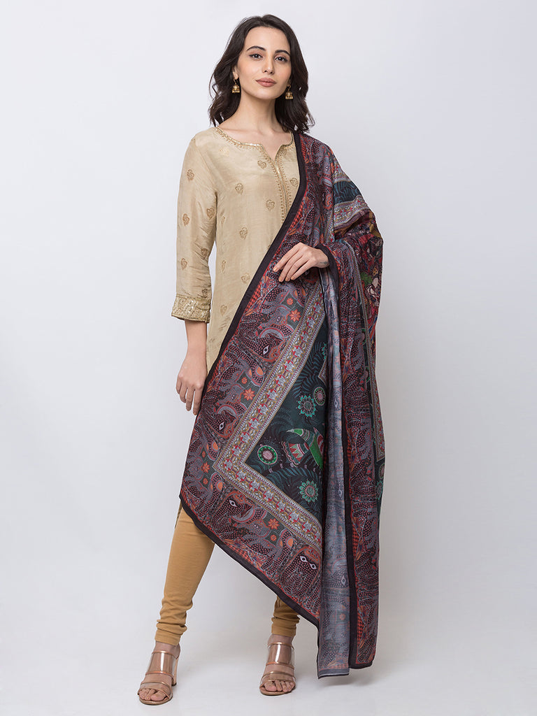 Women Straight Black Dupatta