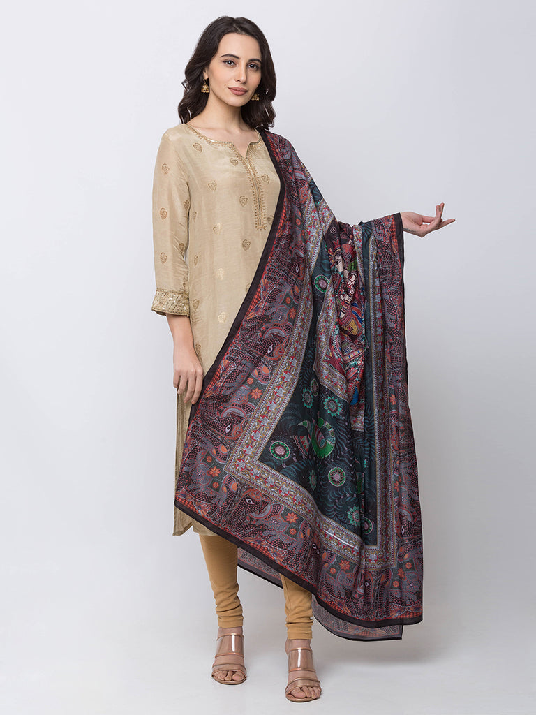 Women Straight Black Dupatta
