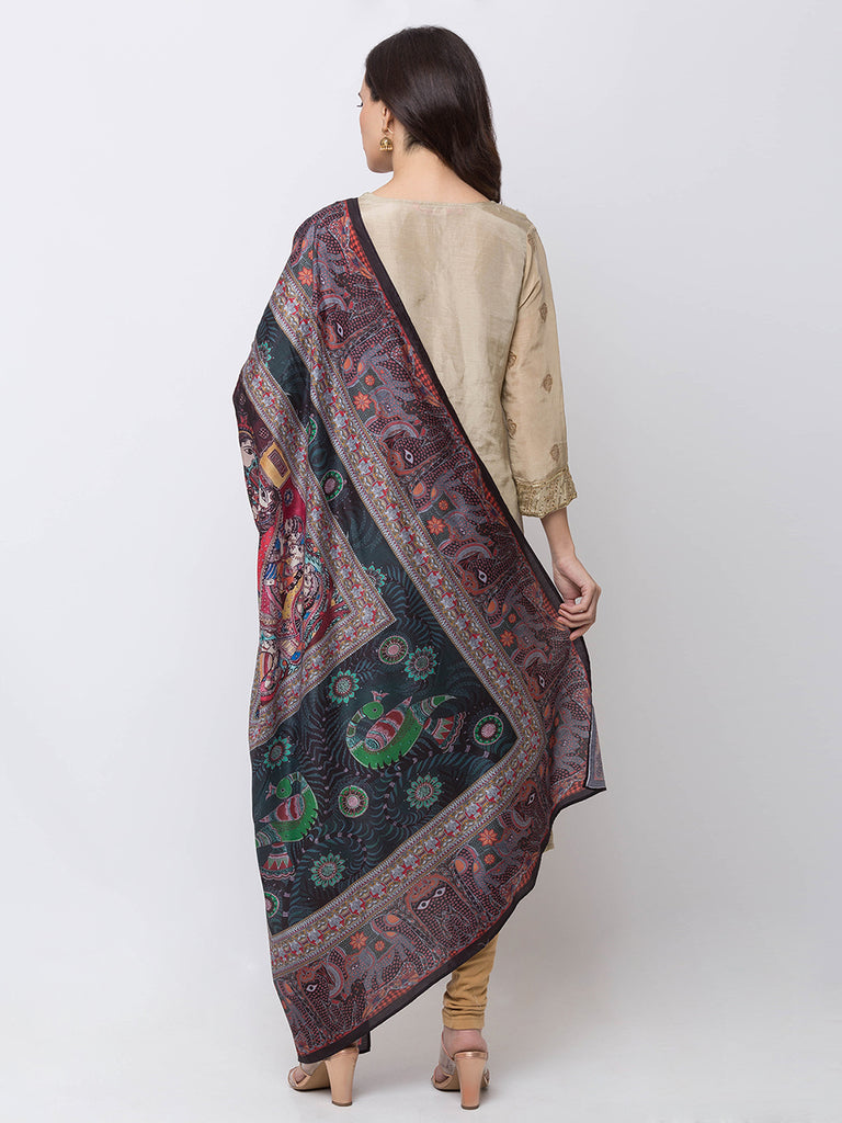 Women Straight Black Dupatta