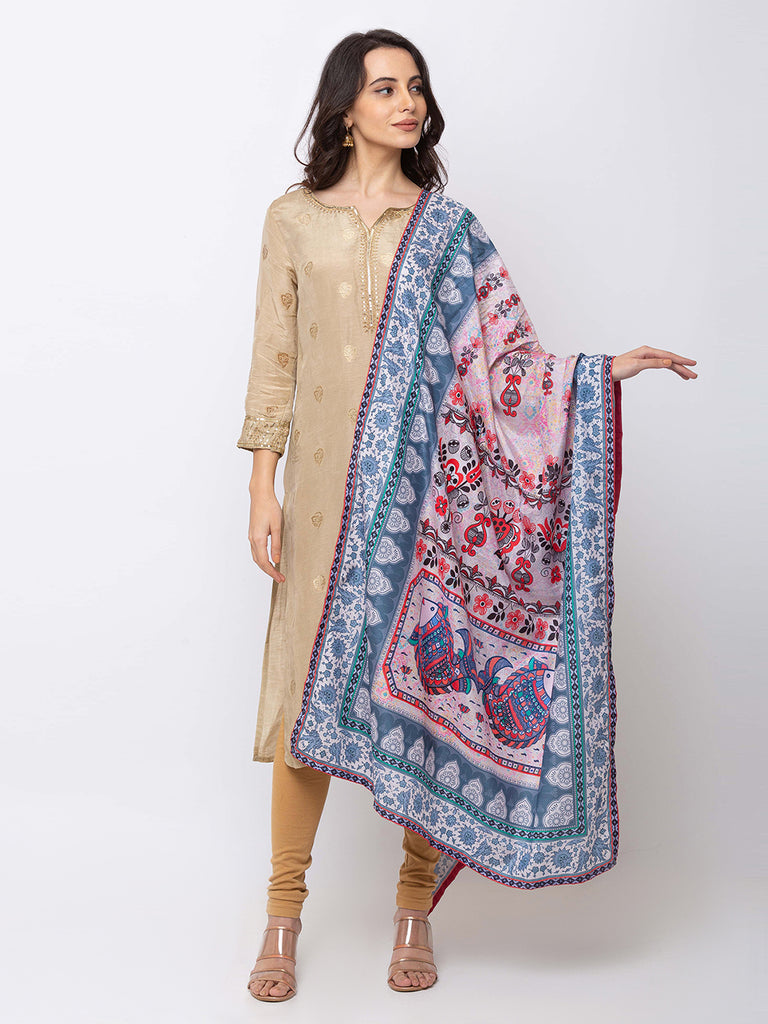 Women Straight Dust Pink Dupatta