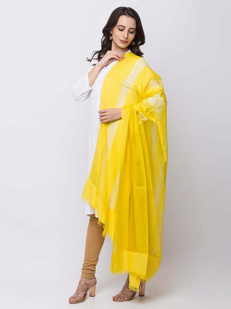 Women Straight Yellow Dupatta